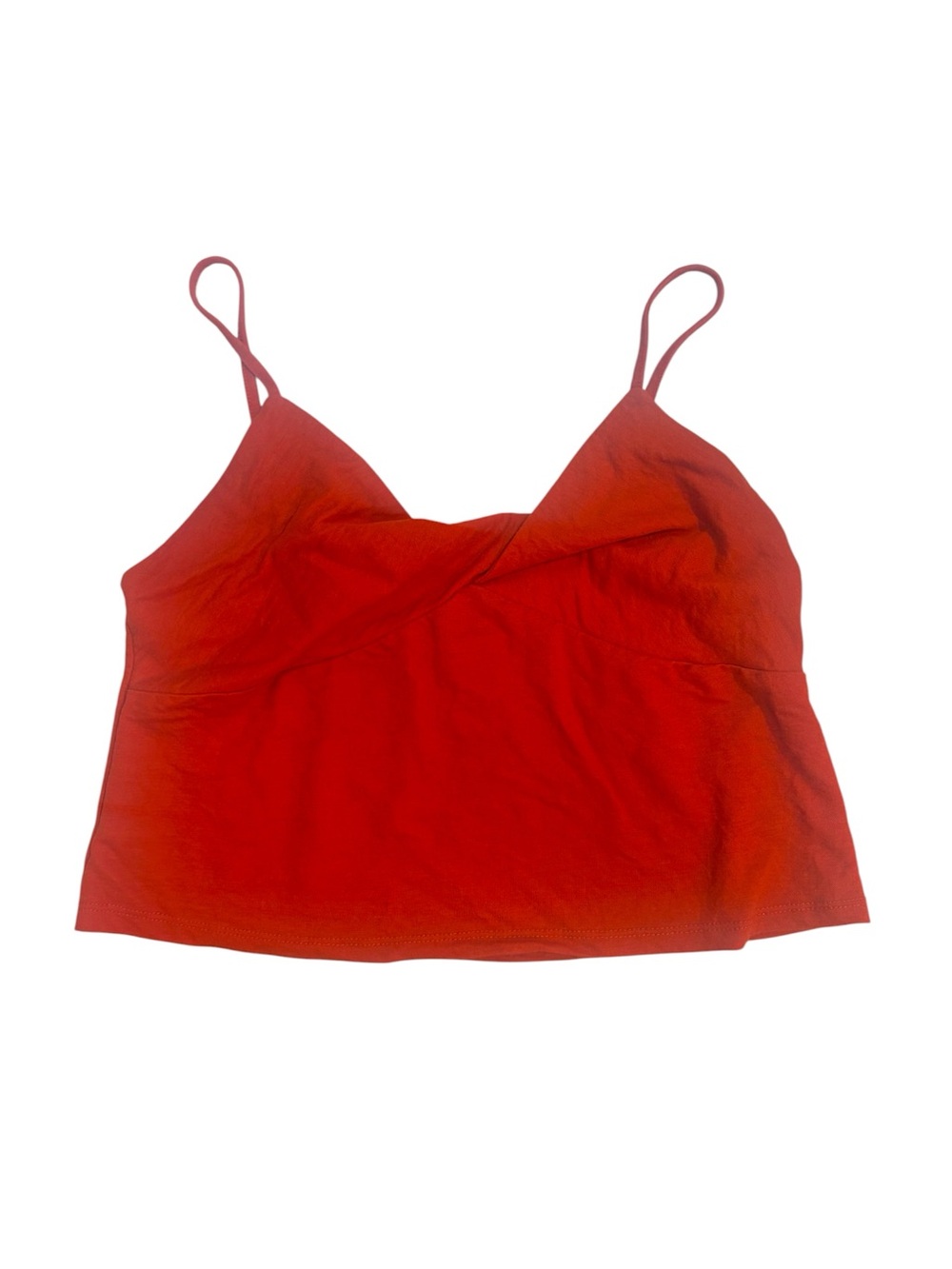 Zara Front Twist Crop Cami Tank Top L Orange Spaghetti Straps Summer Vacation